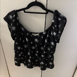 Abound Black Floral Blouse